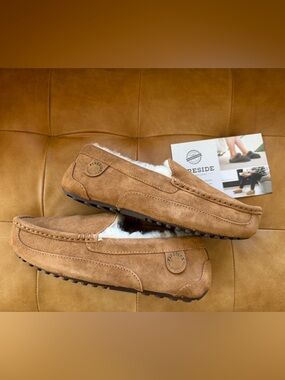 Fireside by Dearfoams, Melbourne Genuine Shearling Moccasin Slipper (9)